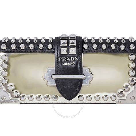 prada cahier studded leather clutch pyrite black|prada cahier leather.